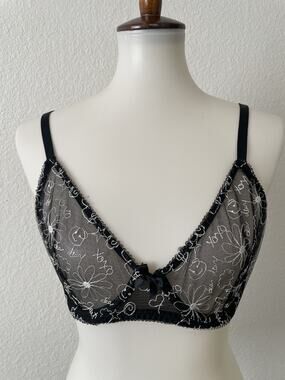 Fenty Savage Bra Sheer Embroidered Dear Diary Lingerie Grunge Gothic Romance